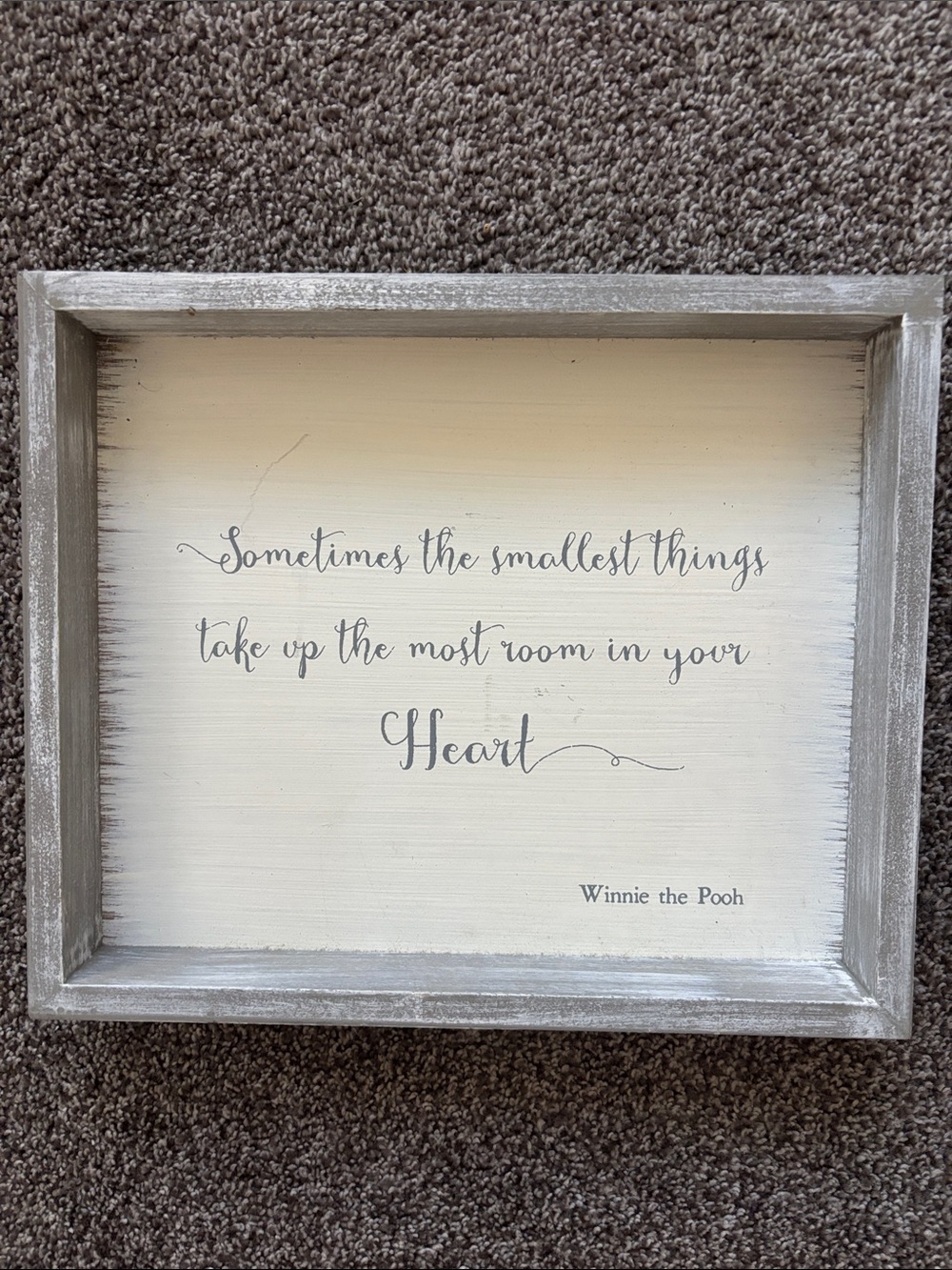 Winnie the Pooh quote Cream and Gray Framed Wall Art Decor